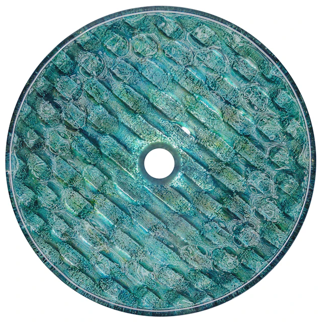 Giovanni Oceania Blue Glass 17 in. L x 17 in. W x 6 in. H Round Vessel Bathroom Sink - angle 2 - other