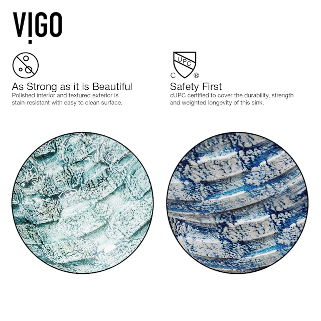 Giovanni Oceania Blue Glass 17 in. L x 17 in. W x 6 in. H Round Vessel Bathroom Sink - angle 6 - other