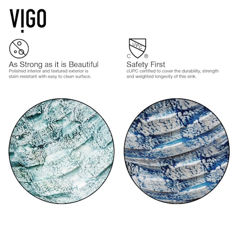 Giovanni Oceania Blue Glass 17 in. L x 17 in. W x 6 in. H Round Vessel Bathroom Sink - image 6 - other