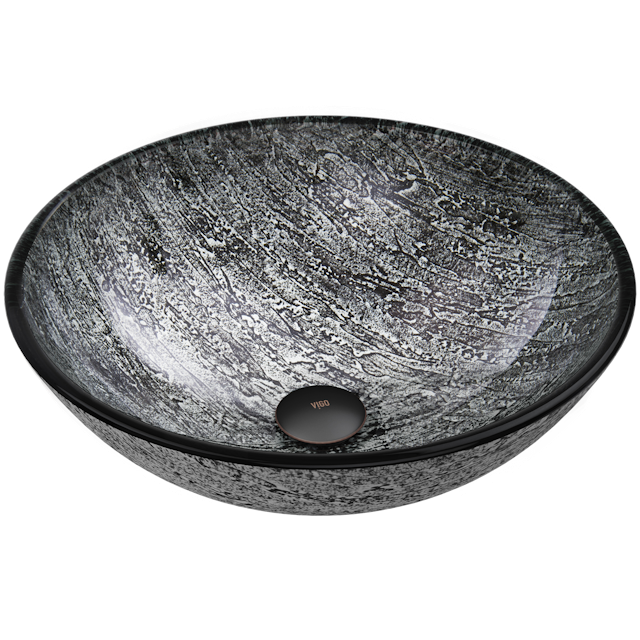 Giovanni Titanium Gray Glass 17 in. L x 17 in. W x 6 in. H Round Vessel Bathroom Sink - image 1 - other