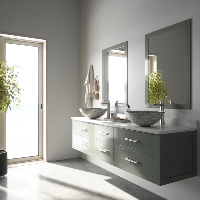 Giovanni Titanium Gray Glass 17 in. L x 17 in. W x 6 in. H Round Vessel Bathroom Sink - angle 4 - other