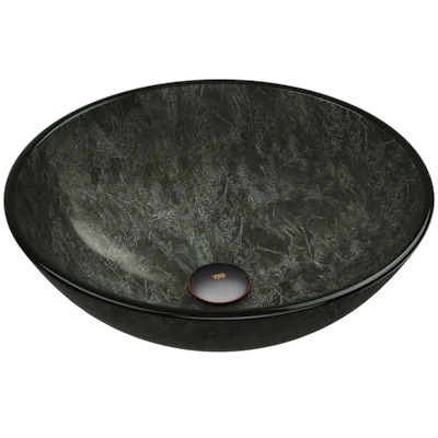Giovanni Onyx Gray Glass 17 in. L x 17 in. W x 6 in. H Round Vessel Bathroom Sink