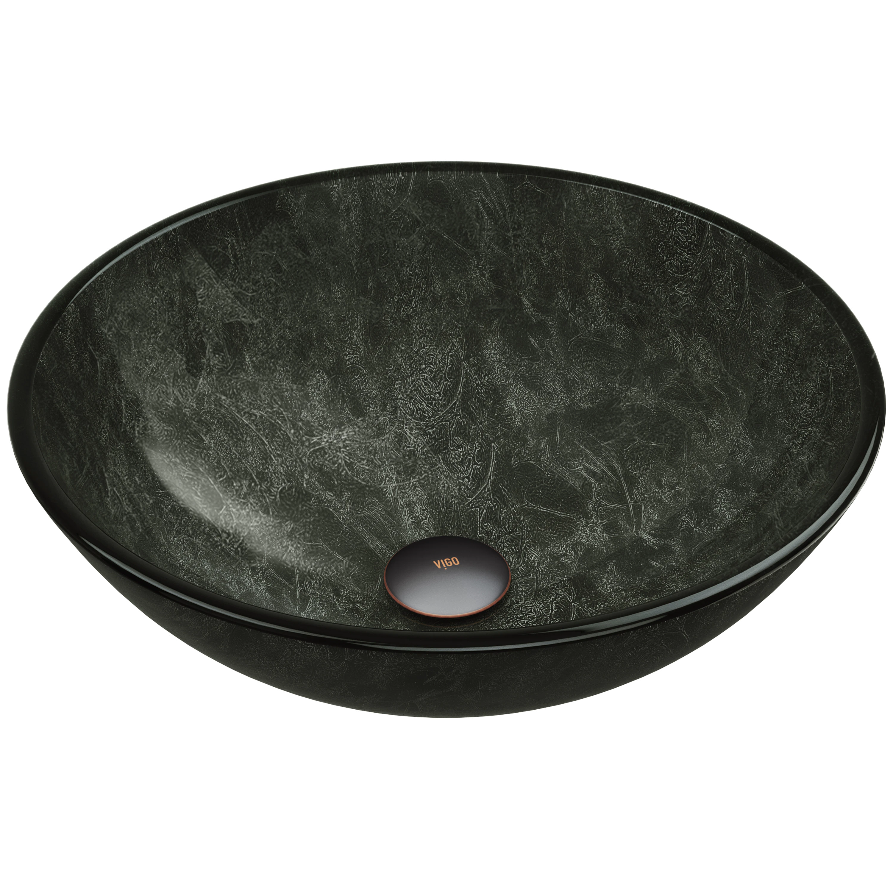 Giovanni Onyx Gray Glass 17 in. L x 17 in. W x 6 in. H Round Vessel Bathroom Sink