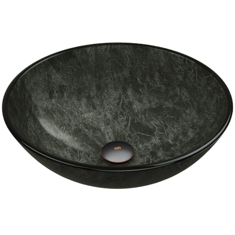 Giovanni Onyx Gray Glass 17 in. L x 17 in. W x 6 in. H Round Vessel Bathroom Sink - image 1 - other