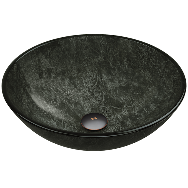 Giovanni Onyx Gray Glass 17 in. L x 17 in. W x 6 in. H Round Vessel Bathroom Sink - image 1 - other