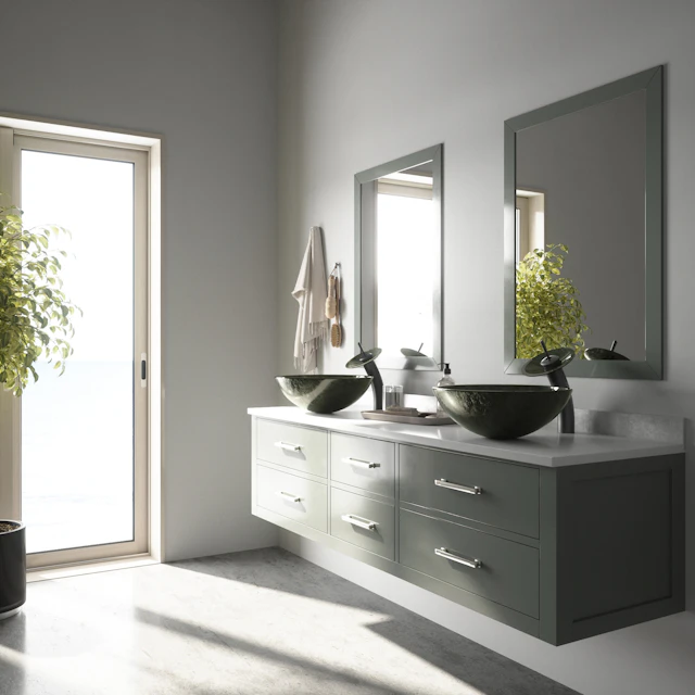 Giovanni Onyx Gray Glass 17 in. L x 17 in. W x 6 in. H Round Vessel Bathroom Sink - angle 4 - other