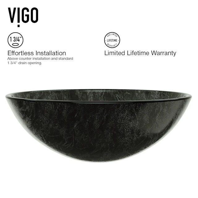 Giovanni Onyx Gray Glass 17 in. L x 17 in. W x 6 in. H Round Vessel Bathroom Sink - angle 5 - other