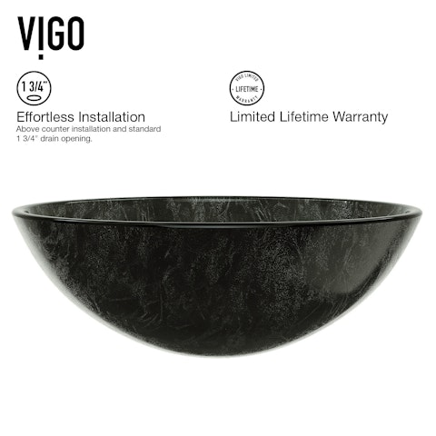 Giovanni Onyx Gray Glass 17 in. L x 17 in. W x 6 in. H Round Vessel Bathroom Sink - image 5 - other