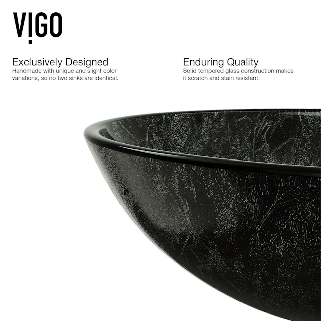 Giovanni Onyx Gray Glass 17 in. L x 17 in. W x 6 in. H Round Vessel Bathroom Sink - angle 7 - other