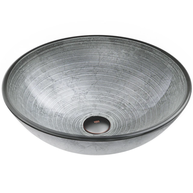Giovanni Artistic Silver Glass 17 in. L x 17 in. W x 6 in. H Round Vessel Bathroom Sink - angle 1 - other