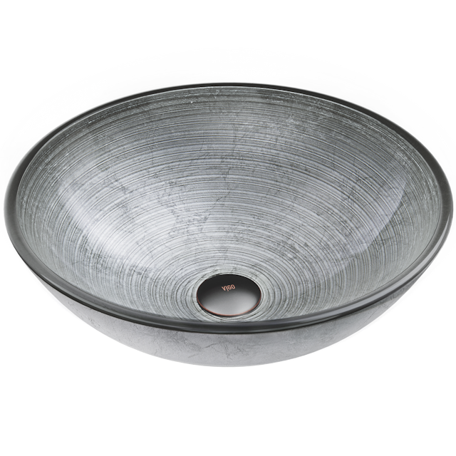 Giovanni Artistic Silver Glass 17 in. L x 17 in. W x 6 in. H Round Vessel Bathroom Sink - image 1 - other