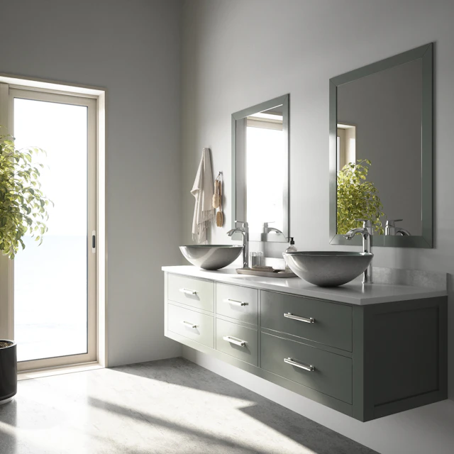 Giovanni Artistic Silver Glass 17 in. L x 17 in. W x 6 in. H Round Vessel Bathroom Sink - angle 4 - other