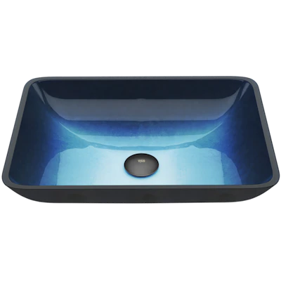 Donatello Turquoise Blue Glass 18 in. L x 13 in. W x 4 in. H Rectangular Vessel Bathroom Sink