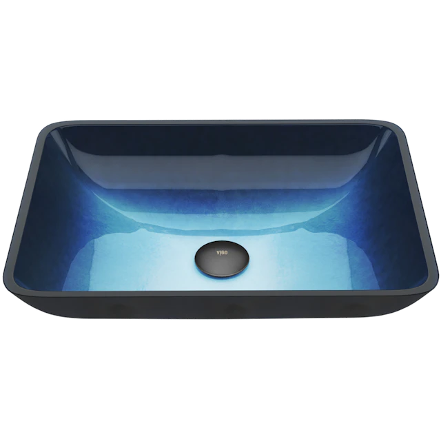 Donatello Turquoise Blue Glass 18 in. L x 13 in. W x 4 in. H Rectangular Vessel Bathroom Sink - angle 1 - other