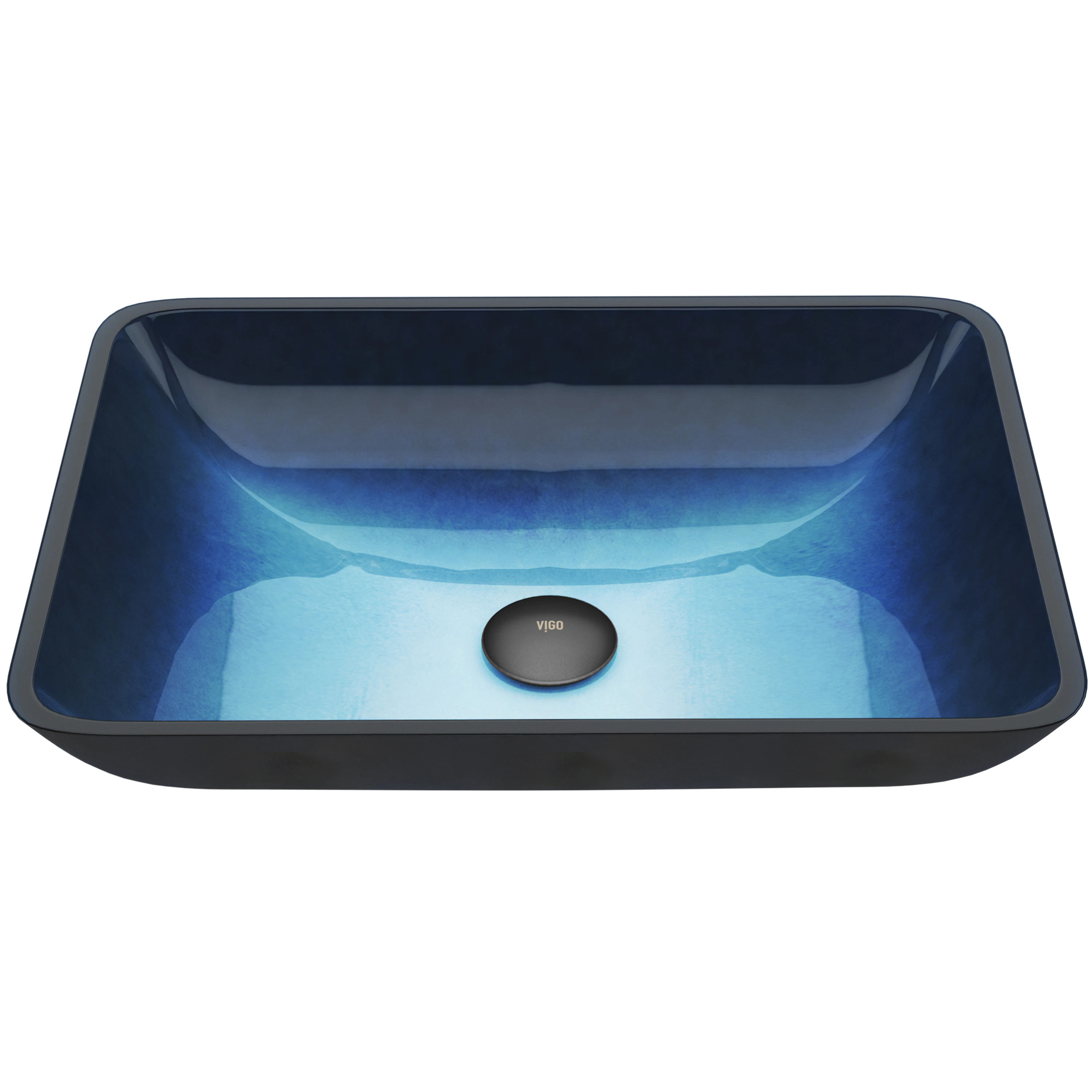 Donatello Turquoise Blue Glass 18 in. L x 13 in. W x 4 in. H Rectangular Vessel Bathroom Sink