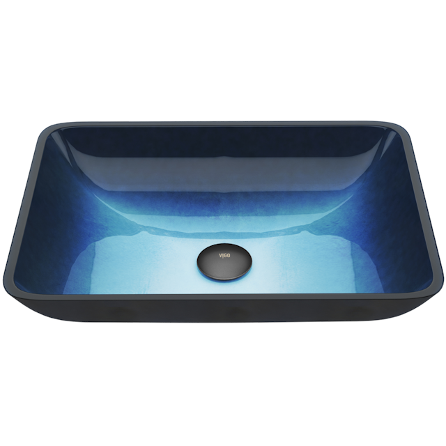 Donatello Turquoise Blue Glass 18 in. L x 13 in. W x 4 in. H Rectangular Vessel Bathroom Sink - image 1 - other