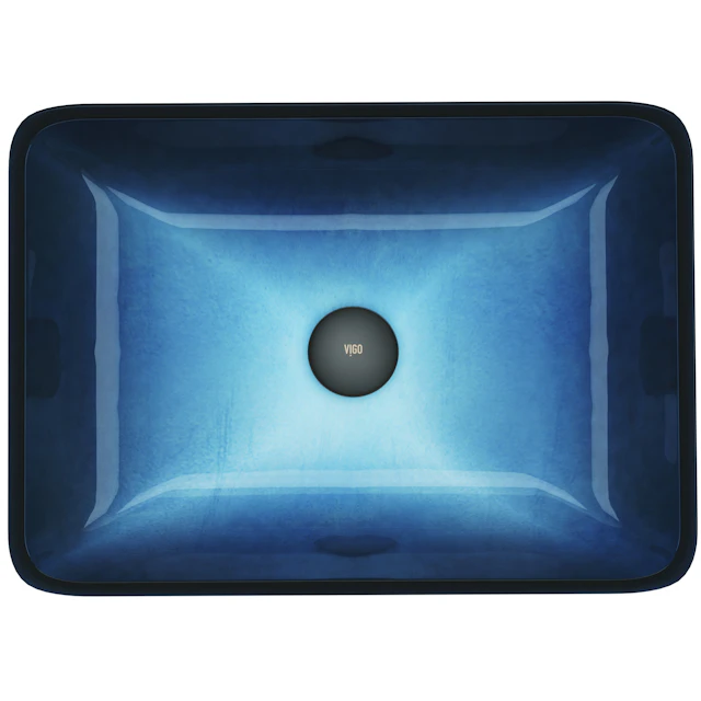 Donatello Turquoise Blue Glass 18 in. L x 13 in. W x 4 in. H Rectangular Vessel Bathroom Sink - angle 2 - other