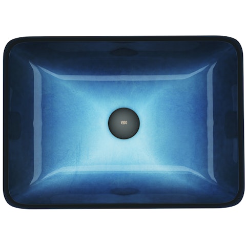 Donatello Turquoise Blue Glass 18 in. L x 13 in. W x 4 in. H Rectangular Vessel Bathroom Sink - image 2 - other