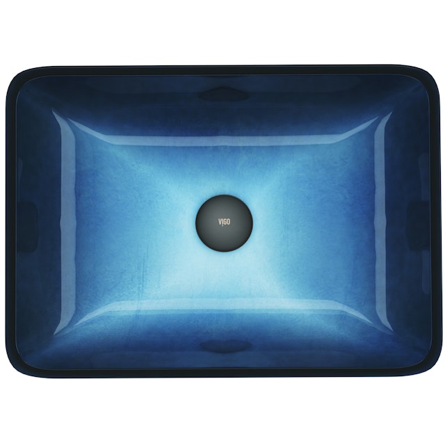 Donatello Turquoise Blue Glass 18 in. L x 13 in. W x 4 in. H Rectangular Vessel Bathroom Sink - image 2 - other