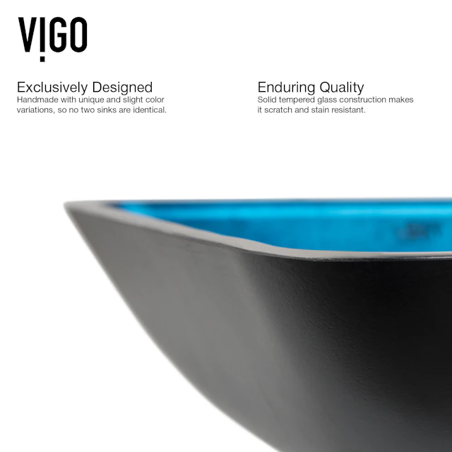 Donatello Turquoise Blue Glass 18 in. L x 13 in. W x 4 in. H Rectangular Vessel Bathroom Sink - angle 7 - other