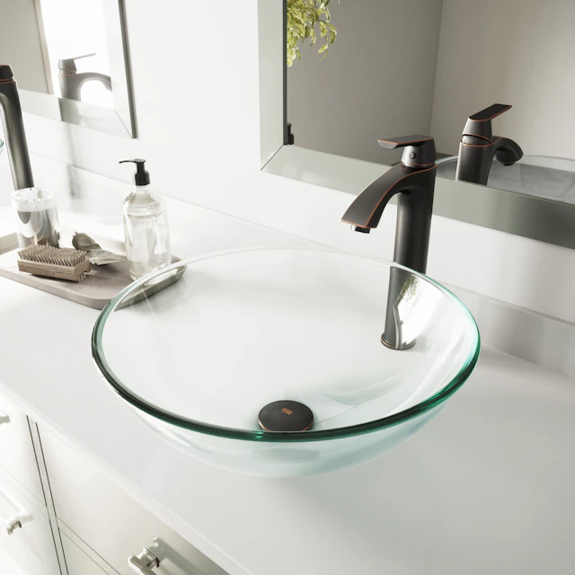 Giovanni Iridescent Glass 17 in. L x 17 in. W x 7 in. H Round Vessel Bathroom Sink - angle 3 - other