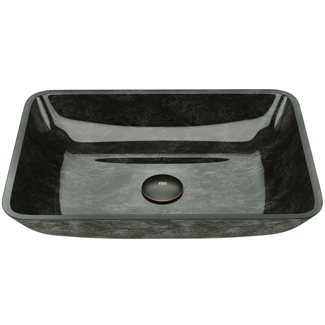 Donatello Artistic Onyx Gray Glass 18 in. L x 13 in. W x 4 in. H Rectangular Vessel Bathroom Sink - angle 1 - other