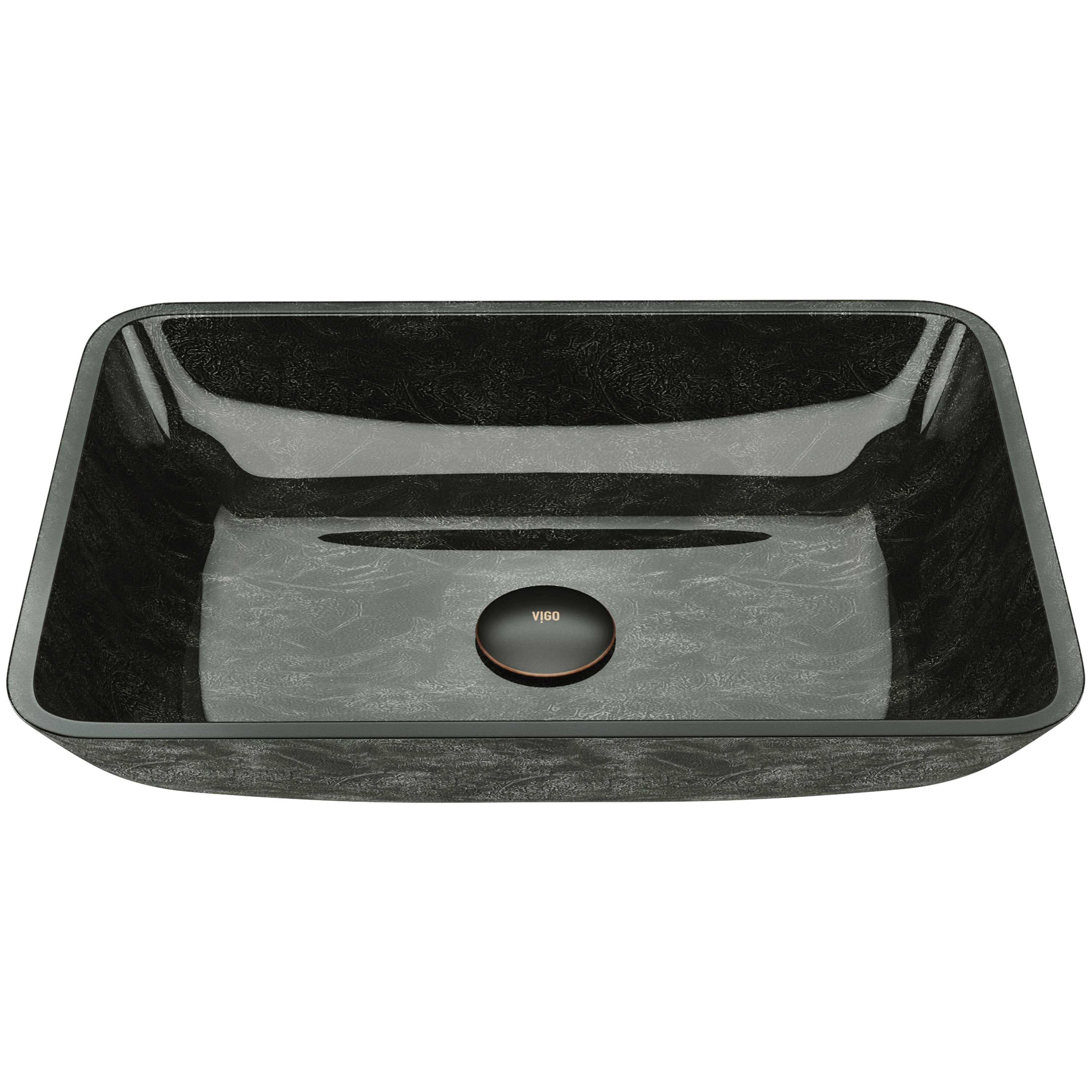 Donatello Artistic Onyx Gray Glass 18 in. L x 13 in. W x 4 in. H Rectangular Vessel Bathroom Sink