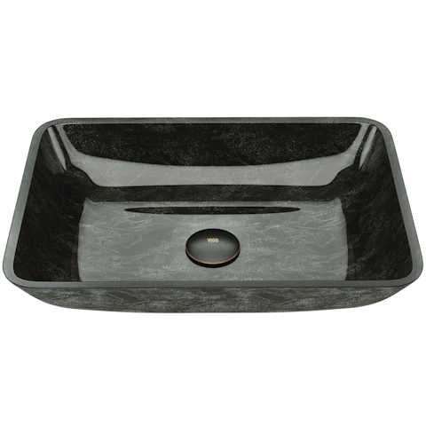 Donatello Artistic Onyx Gray Glass 18 in. L x 13 in. W x 4 in. H Rectangular Vessel Bathroom Sink - image 1 - other