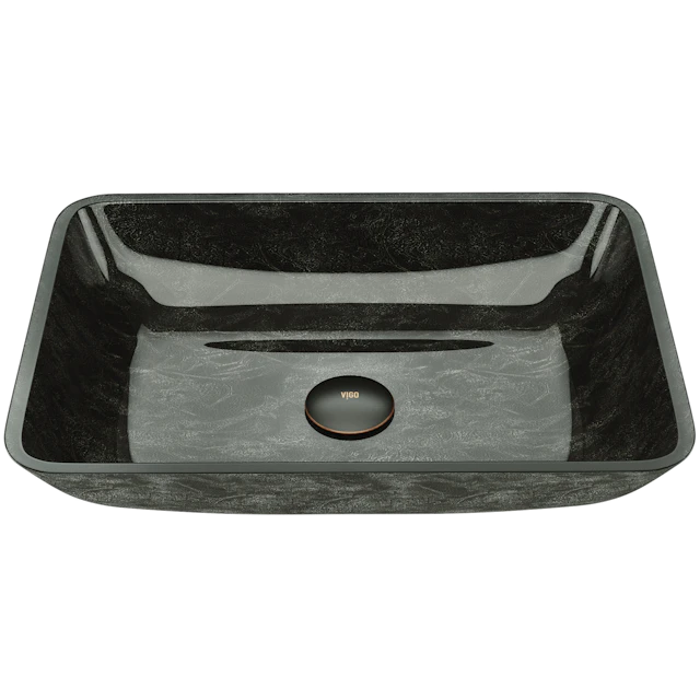 Donatello Artistic Onyx Gray Glass 18 in. L x 13 in. W x 4 in. H Rectangular Vessel Bathroom Sink - image 1 - other