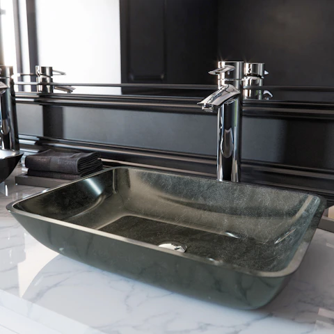 Donatello Artistic Onyx Gray Glass 18 in. L x 13 in. W x 4 in. H Rectangular Vessel Bathroom Sink - image 2 - other