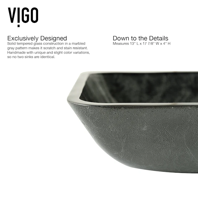 Donatello Artistic Onyx Gray Glass 18 in. L x 13 in. W x 4 in. H Rectangular Vessel Bathroom Sink - angle 6 - other