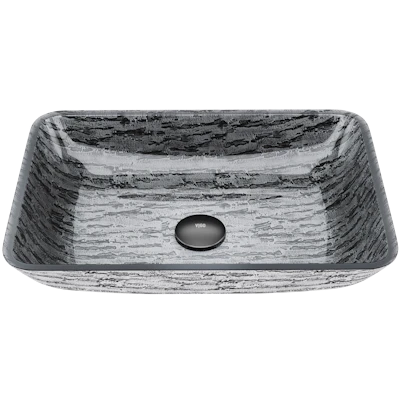 Donatello Artistic Titanium Gray Glass 18 in. L x 13 in. W x 4 in. H Rectangular Vessel Bathroom Sink