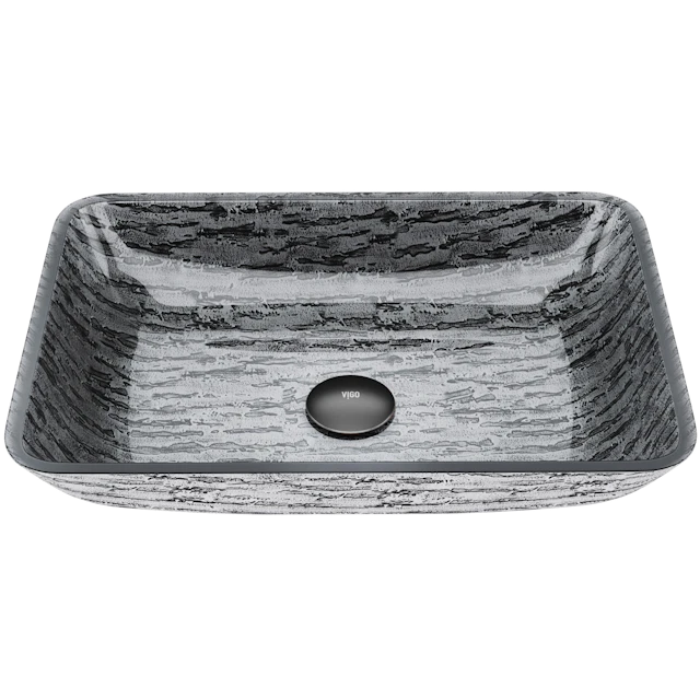 Donatello Artistic Titanium Gray Glass 18 in. L x 13 in. W x 4 in. H Rectangular Vessel Bathroom Sink - angle 1 - other