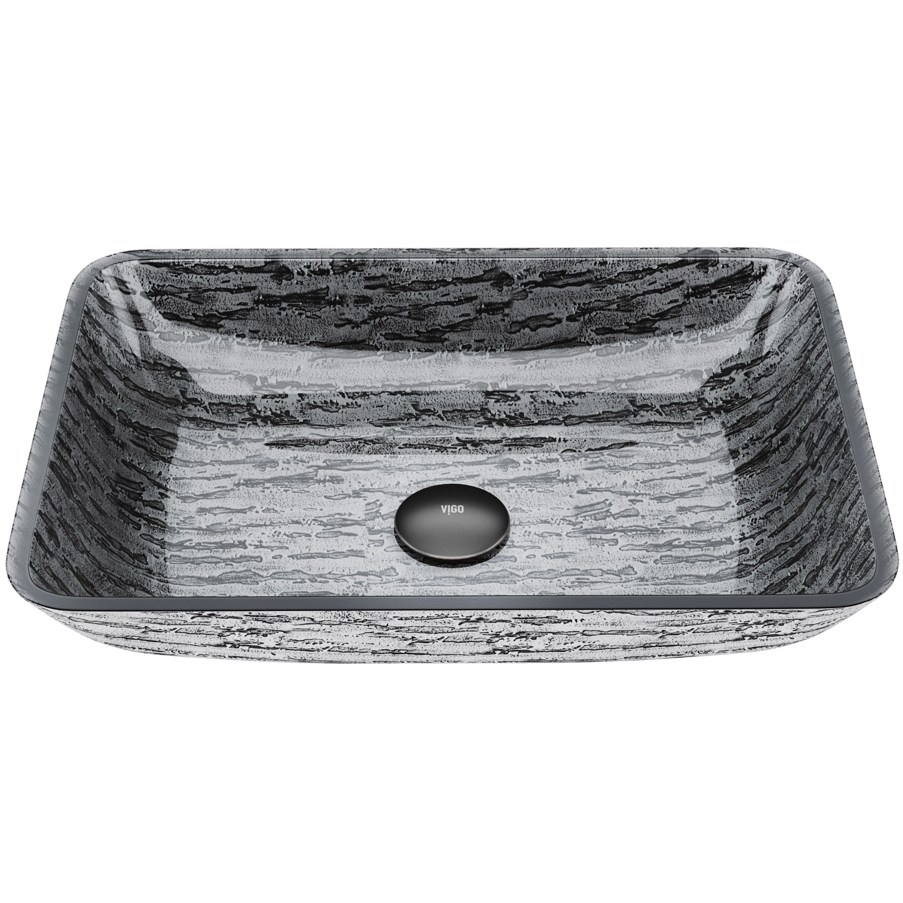 Donatello Artistic Titanium Gray Glass 18 in. L x 13 in. W x 4 in. H Rectangular Vessel Bathroom Sink