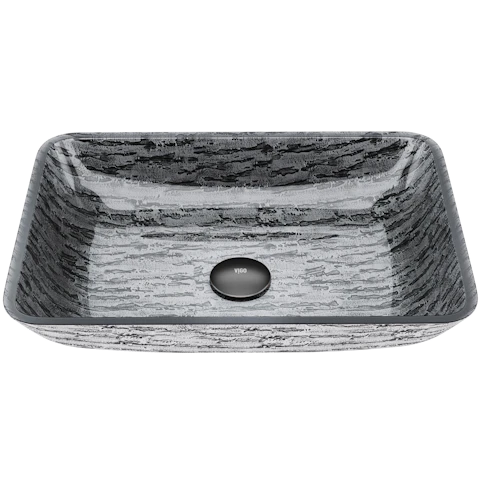 Donatello Artistic Titanium Gray Glass 18 in. L x 13 in. W x 4 in. H Rectangular Vessel Bathroom Sink - image 1 - other