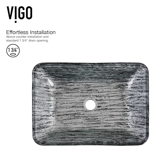 Donatello Artistic Titanium Gray Glass 18 in. L x 13 in. W x 4 in. H Rectangular Vessel Bathroom Sink - angle 4 - other