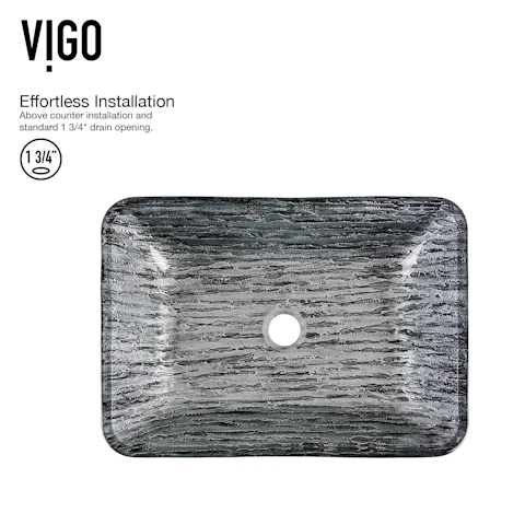 Donatello Artistic Titanium Gray Glass 18 in. L x 13 in. W x 4 in. H Rectangular Vessel Bathroom Sink - image 4 - other