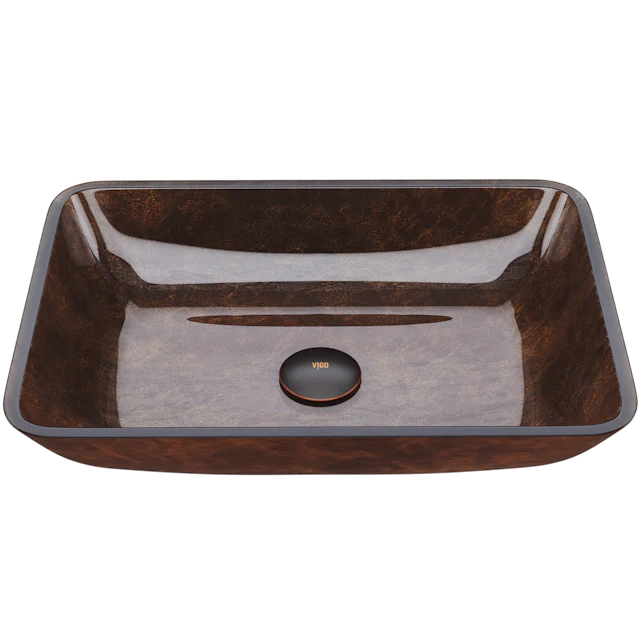 Donatello Artistic Rubywood Glass 18 in. L x 13 in. W x 4 in. H Rectangular Vessel Bathroom Sink - angle 1 - other