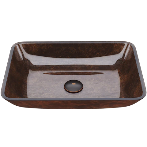 Donatello Artistic Rubywood Glass 18 in. L x 13 in. W x 4 in. H Rectangular Vessel Bathroom Sink - image 1 - other