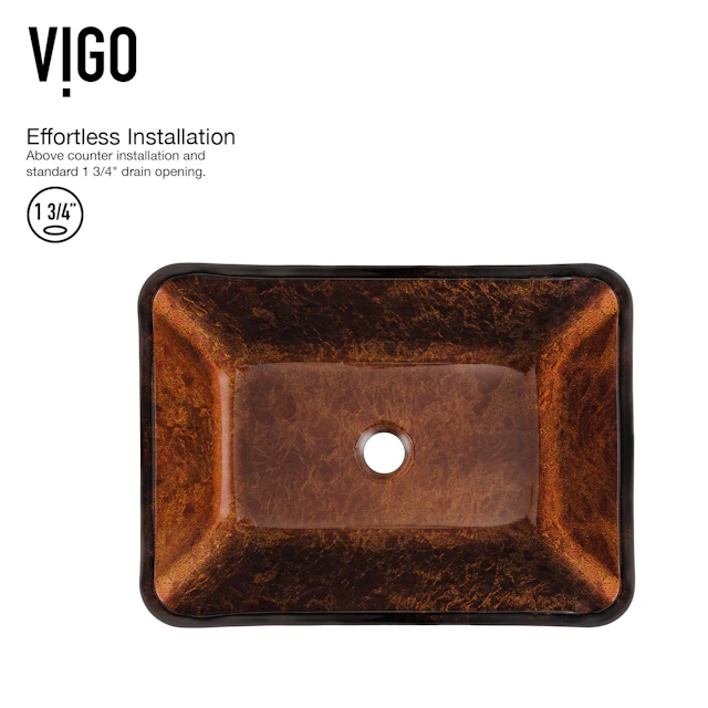 Donatello Artistic Rubywood Glass 18 in. L x 13 in. W x 4 in. H Rectangular Vessel Bathroom Sink - angle 4 - other