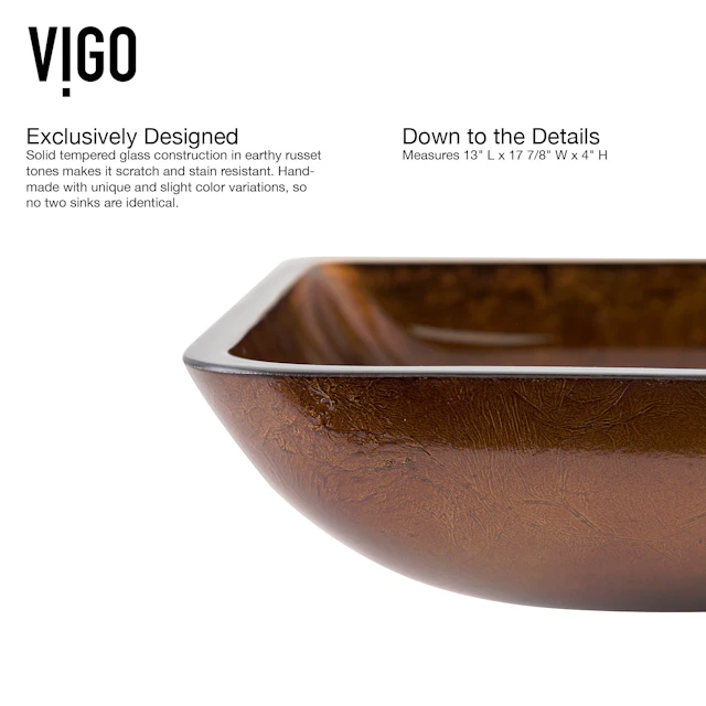 Donatello Artistic Rubywood Glass 18 in. L x 13 in. W x 4 in. H Rectangular Vessel Bathroom Sink - angle 6 - other