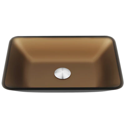 Matte Shell Sottile Amber Glass 18 in. L x 13 in. W x 4 in. H Rectangular Vessel Bathroom Sink
