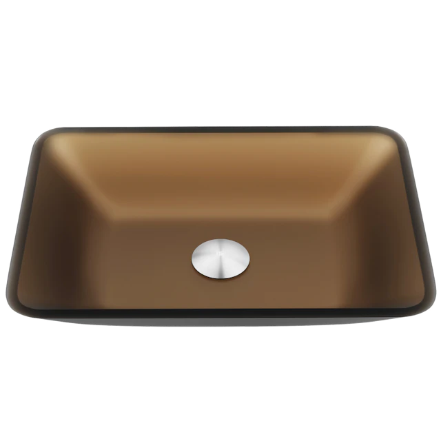 Matte Shell Sottile Amber Glass 18 in. L x 13 in. W x 4 in. H Rectangular Vessel Bathroom Sink - angle 1 - other