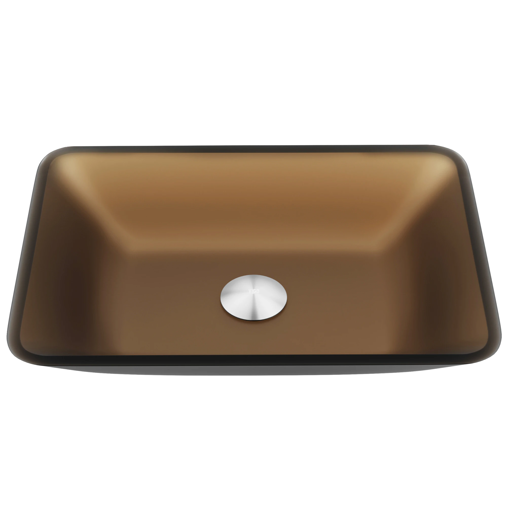 Matte Shell Sottile Amber Glass 18 in. L x 13 in. W x 4 in. H Rectangular Vessel Bathroom Sink