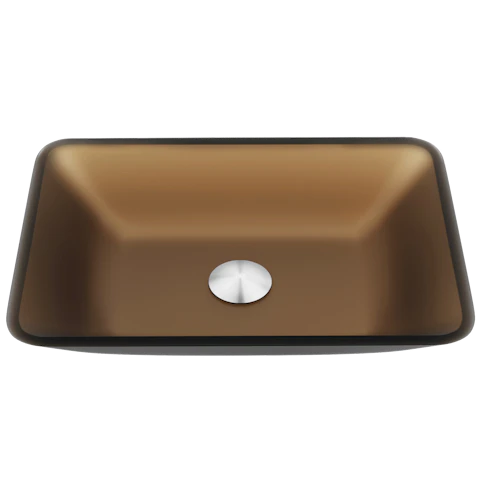 Matte Shell Sottile Amber Glass 18 in. L x 13 in. W x 4 in. H Rectangular Vessel Bathroom Sink - image 1 - other