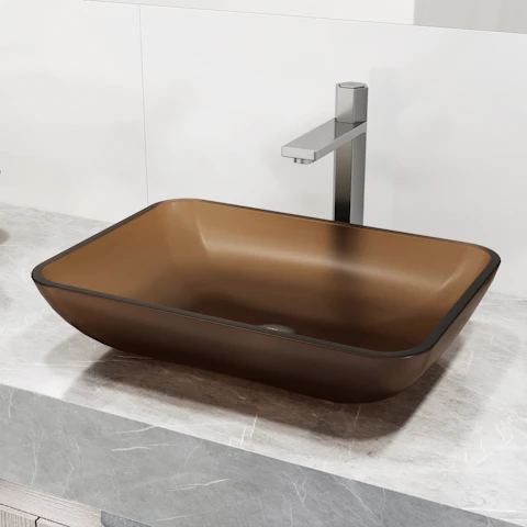 Matte Shell Sottile Amber Glass 18 in. L x 13 in. W x 4 in. H Rectangular Vessel Bathroom Sink - image 10 - other