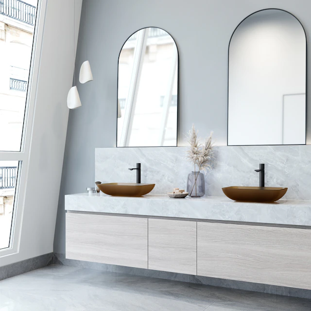 Matte Shell Sottile Amber Glass 18 in. L x 13 in. W x 4 in. H Rectangular Vessel Bathroom Sink - angle 11 - other