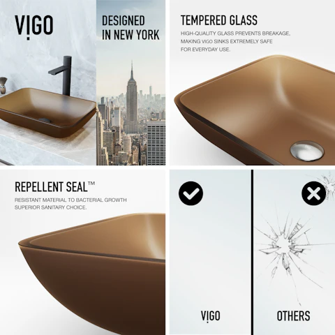 Matte Shell Sottile Amber Glass 18 in. L x 13 in. W x 4 in. H Rectangular Vessel Bathroom Sink - image 5 - other