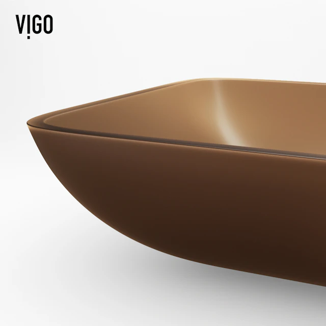 Matte Shell Sottile Amber Glass 18 in. L x 13 in. W x 4 in. H Rectangular Vessel Bathroom Sink - angle 7 - other