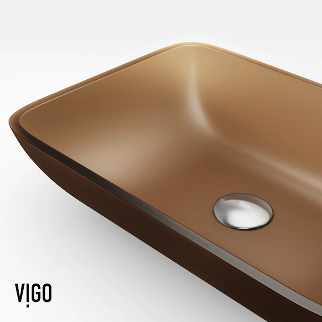 Matte Shell Sottile Amber Glass 18 in. L x 13 in. W x 4 in. H Rectangular Vessel Bathroom Sink - image 8 - other